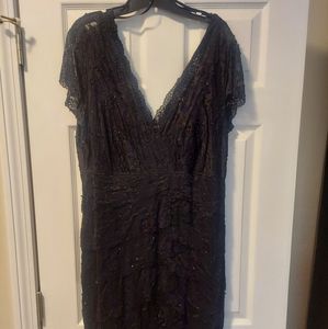 Beaded black lace cocktail dress